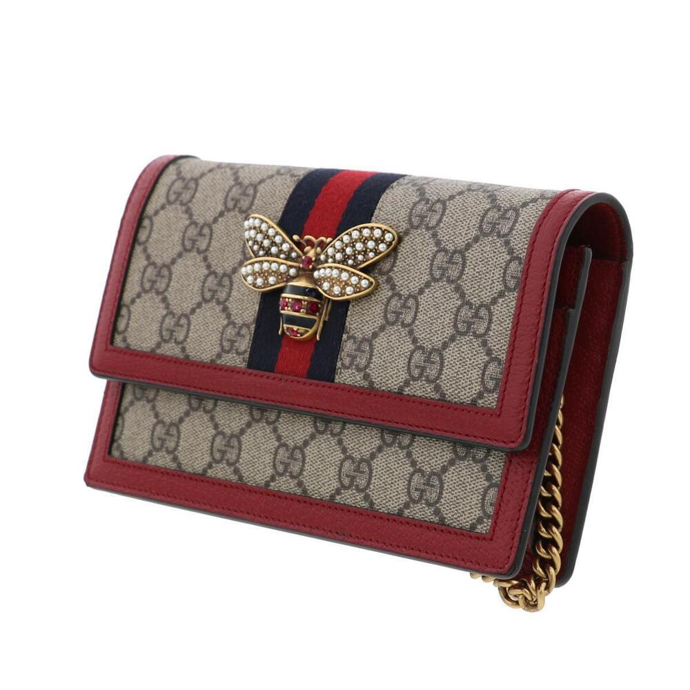 Gucci Margaret Queen Wallet Long A Red coin purse Bee Chain